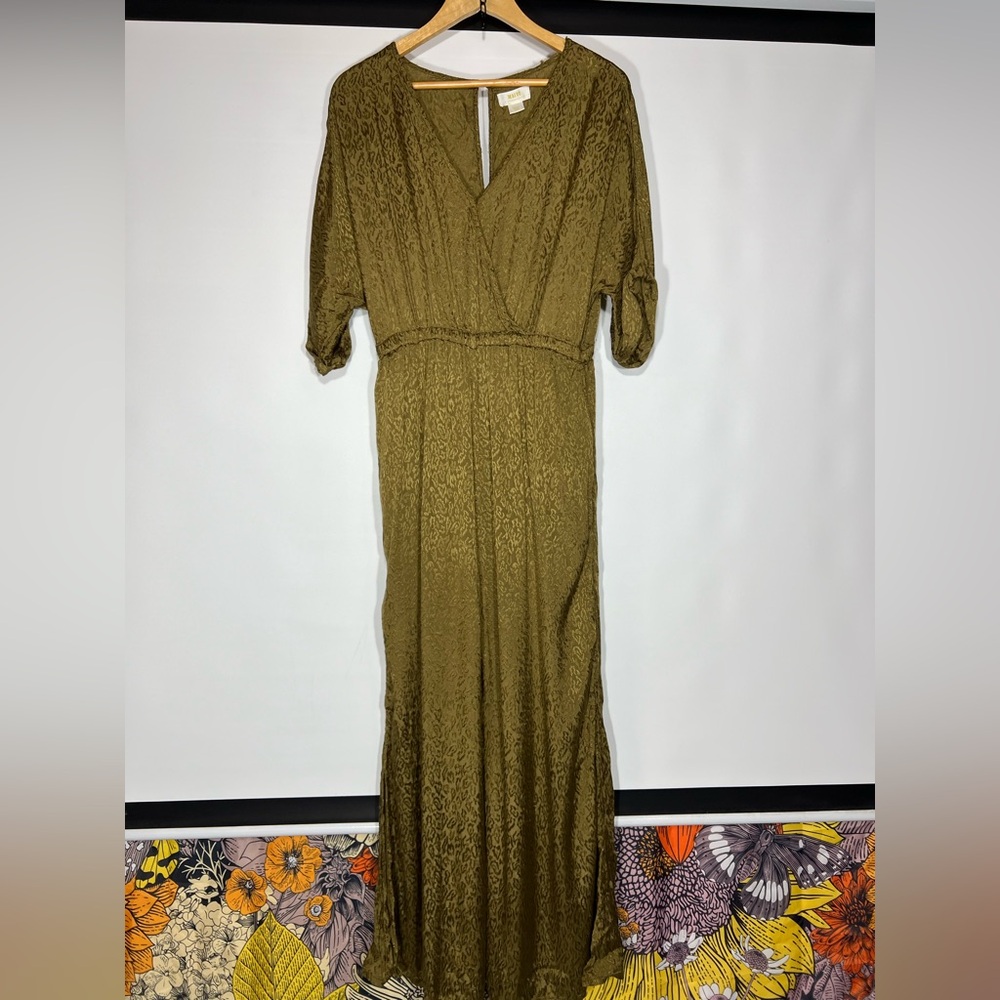 Anthropologie Maeve Olive Jacqueline Jacquard Jumpsuit - Picture 2 of 7